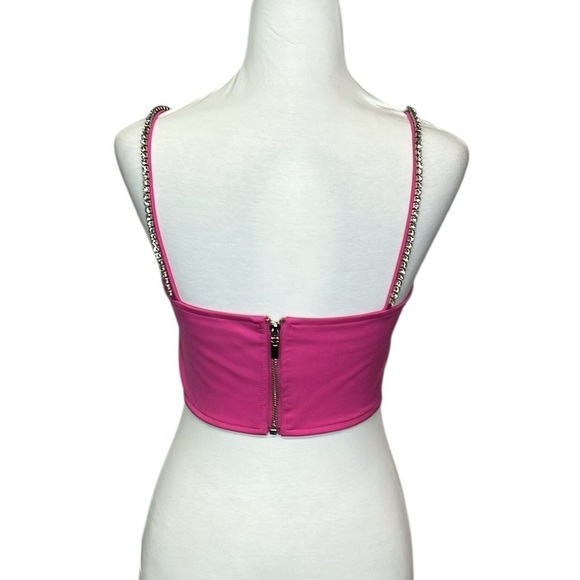 Peekskill Pink Rhinestone Heart Crop Top - Picture 4 of 6